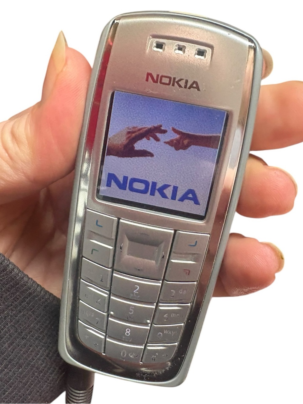 Vintage Y2K Nokia Silver Candybar Cel Phone 3210 2003 2004